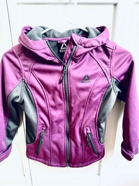 Reebok Purple and Gray Hooded Softshell Jacket, Reebok Jacket, Reebok Coat